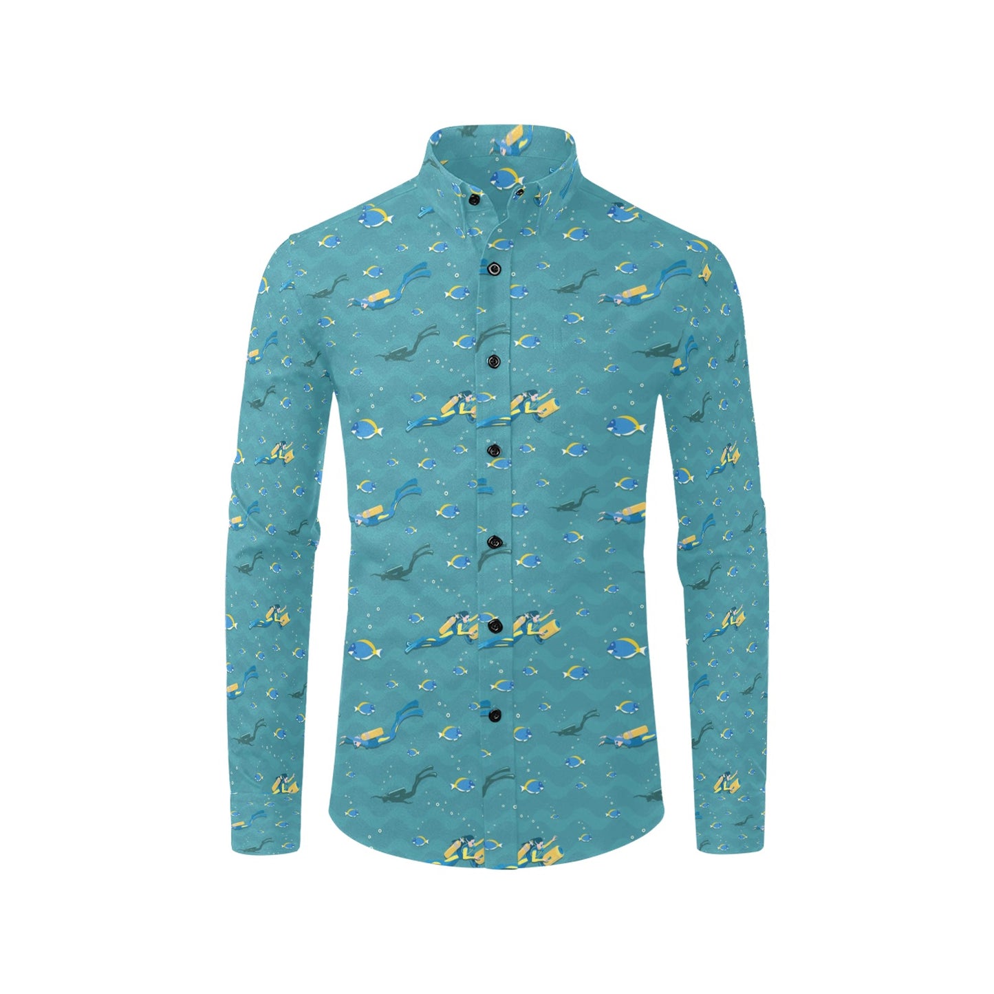 Scuba Driving Pattern Print Design LKS306 Men's Long Sleeve Dress Shirt