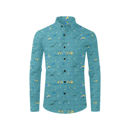 Scuba Driving Pattern Print Design LKS306 Men's Long Sleeve Dress Shirt