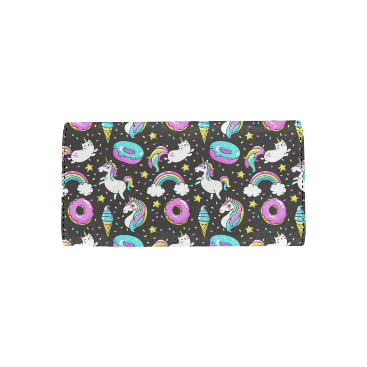 Donut Unicorn Pattern Print Design DN09 Women's Trifold Wallet