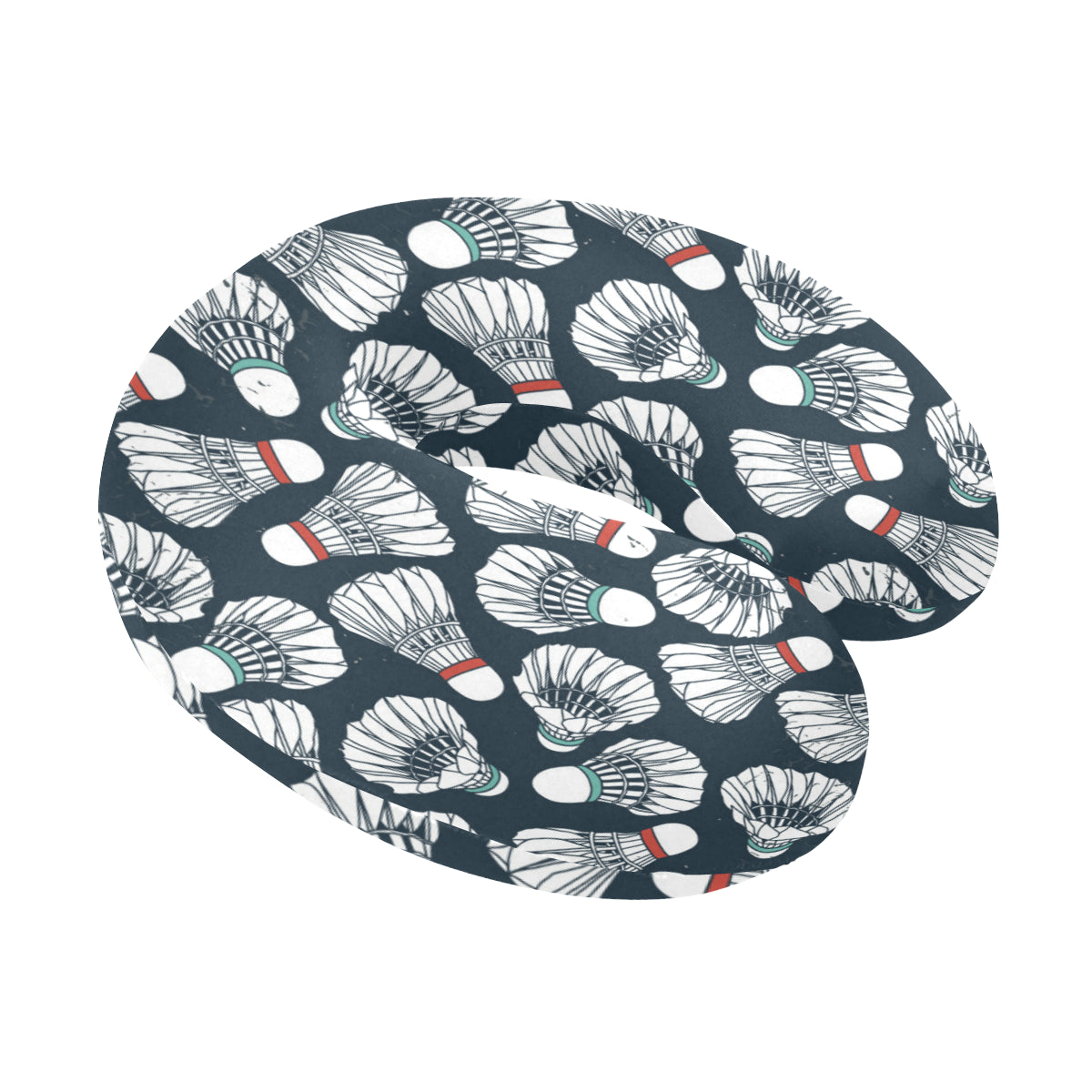 Badminton Ball Pattern Print Design 01 U-Shaped Travel Neck Pillow