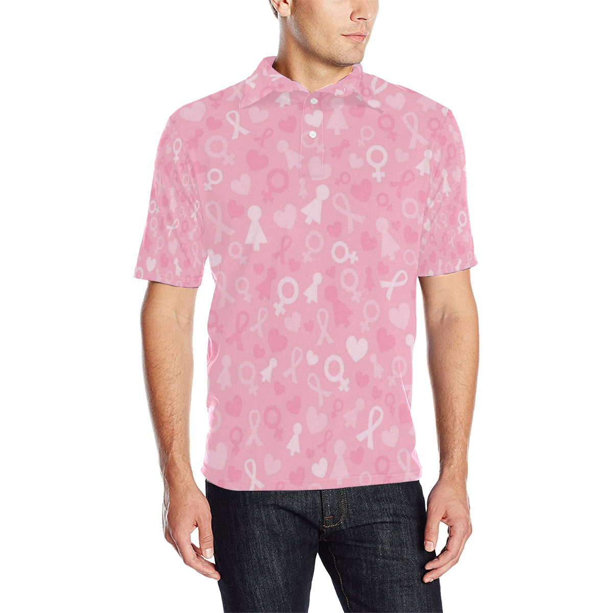 Breast cancer Pattern Print Design 01 Men Polo Shirt