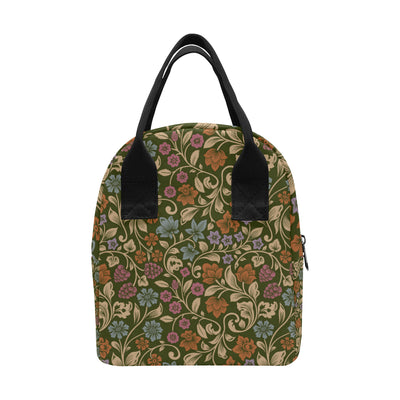 Floral Vintage Print Pattern Insulated Lunch Bag