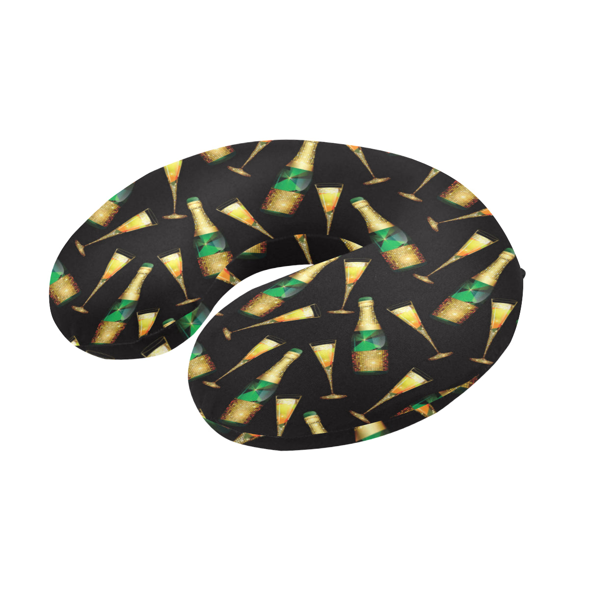 Champagne Pattern Print Design 02 U-Shaped Travel Neck Pillow