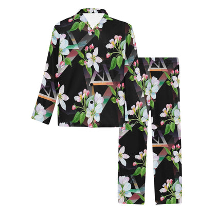 Apple blossom Pattern Print Design AB07 Men's Long Pajama Set