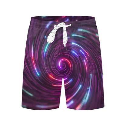 Vortex Twist Swirl Purple Neon Print Men's Swim Trunks Beach Shorts