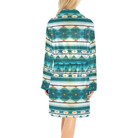 Blue Tribal Aztec Women's Fleece Robe