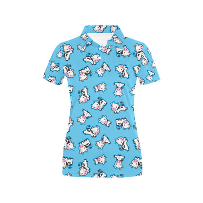Cow Pattern Print Design 01 Women's Polo Shirt