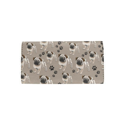 Pug Pattern Print Design A04 Women's Trifold Wallet