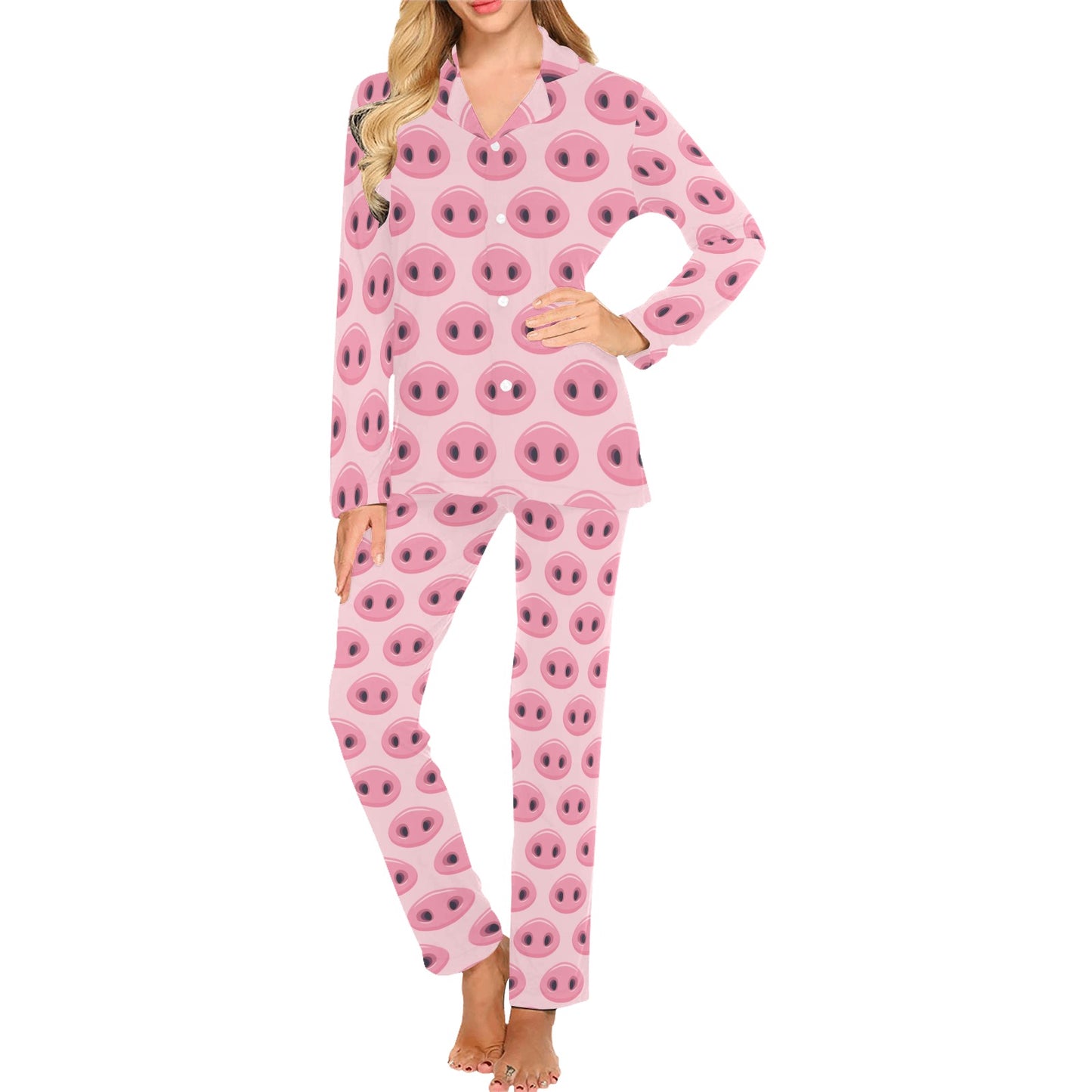 Pig Print Design LKS401 Women's Long Pajama Set