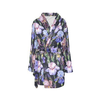 Iris Pattern Print Design IR04 Women's Fleece Robe