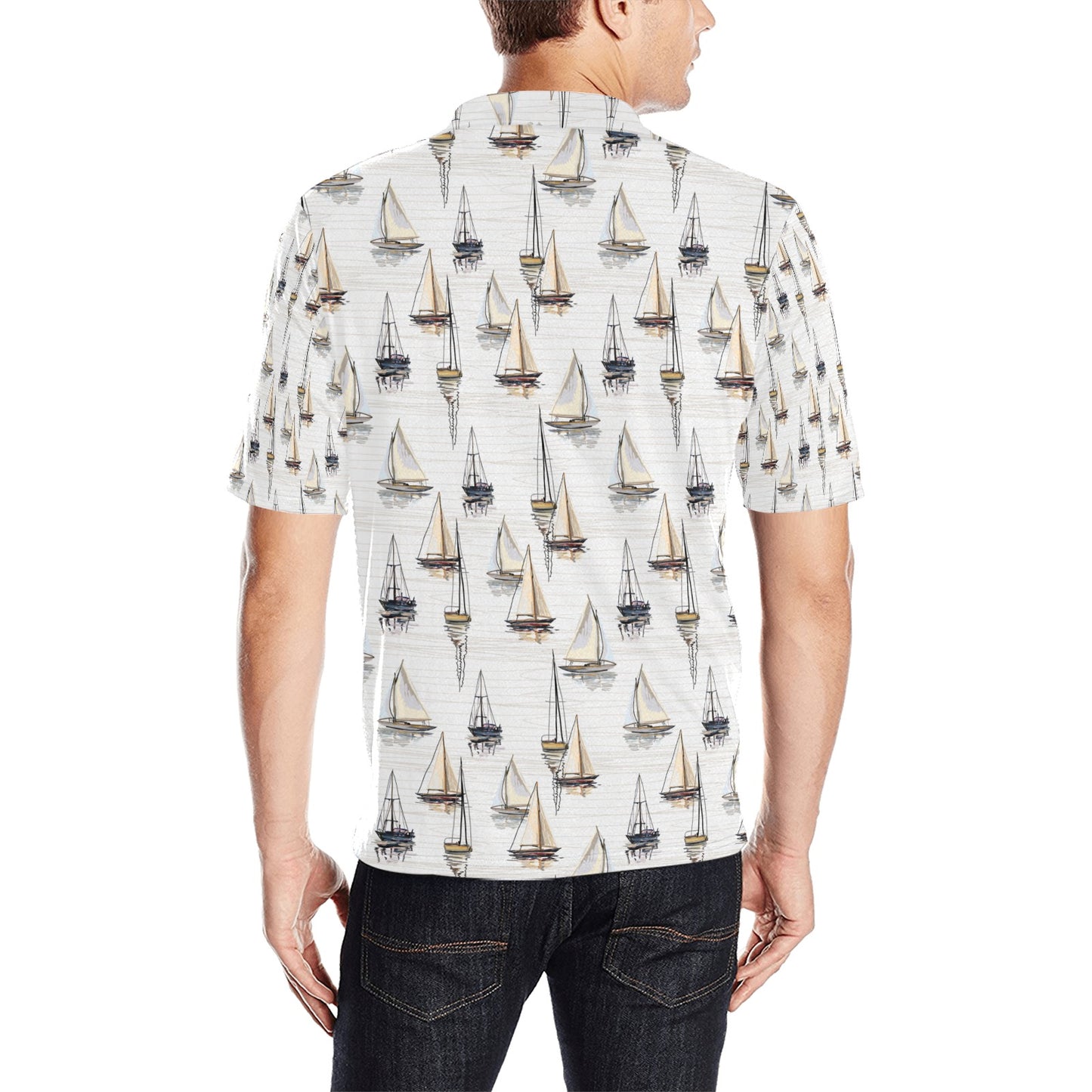 Sailboat Paint Pattern Print Design LKS307 Men Polo Shirt