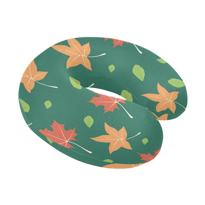 Maple Leaf Pattern Print Design 04 U-Shaped Travel Neck Pillow