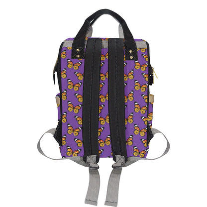 Monarch Butterfly Purple Print Pattern Diaper Bag Backpack