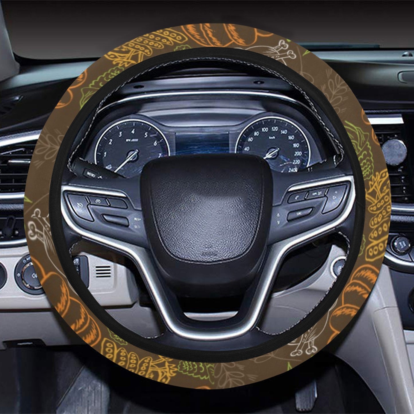 Thanksgiving Print Design LKS301 Steering Wheel Cover with Elastic Edge