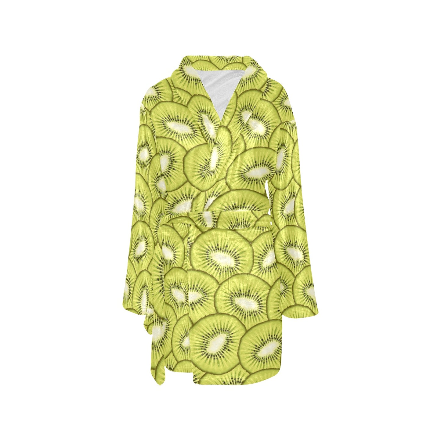 Kiwi Pattern Print Design KW07 Women's Fleece Robe