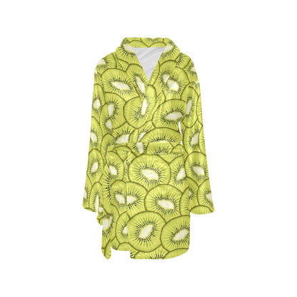 Kiwi Pattern Print Design KW07 Women's Fleece Robe