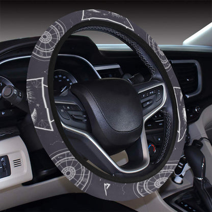 Sun Moon Print Design LKS309 Steering Wheel Cover with Elastic Edge