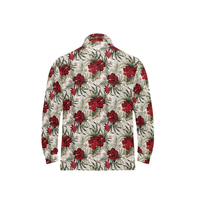 Hibiscus Print Design LKS3011 Long Sleeve Polo Shirt For Men's