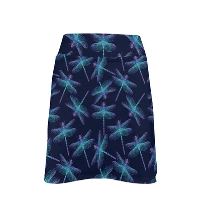 Dragonfly Hand Drawn Style Print 17" Golf & Pickleball Skort with Pockets