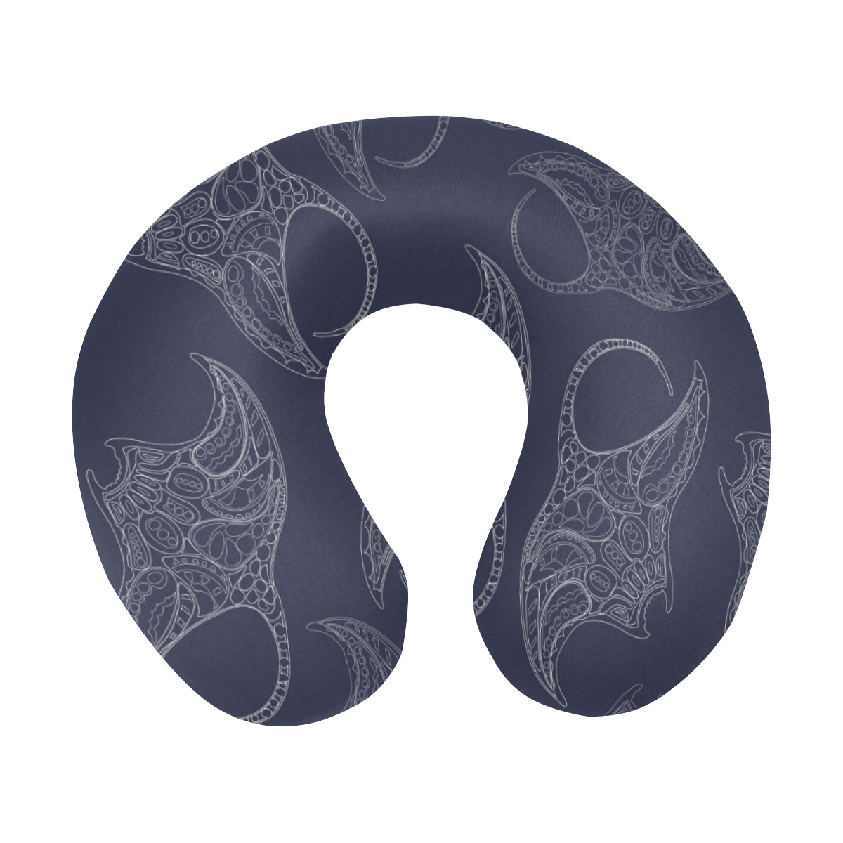 Manta Ray Pattern Print Design 01 U-Shaped Travel Neck Pillow