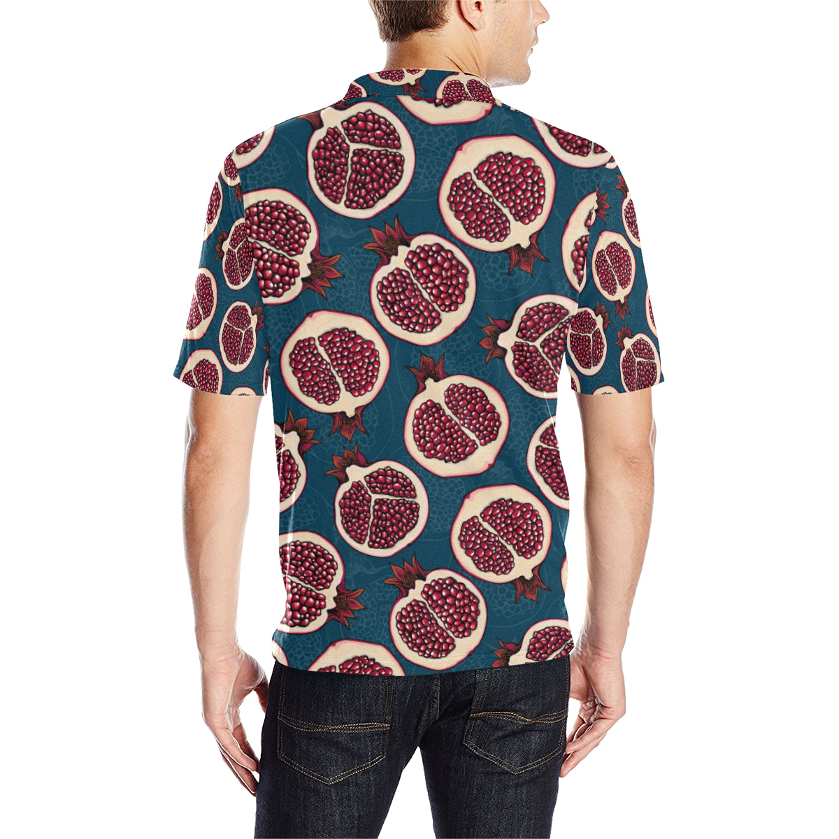 Pomegranate Pattern Print Design PG02 Men Polo Shirt