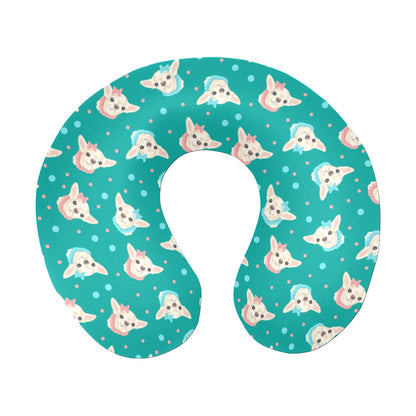 Chihuahua Polka Dot Pattern U-Shaped Travel Neck Pillow