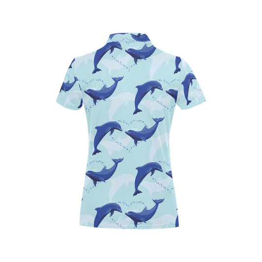 Dolphin Heart Pattern Women's Polo Shirt