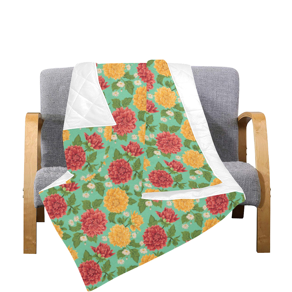 Dahlia Pattern Print Design DH011 Premium Quilt