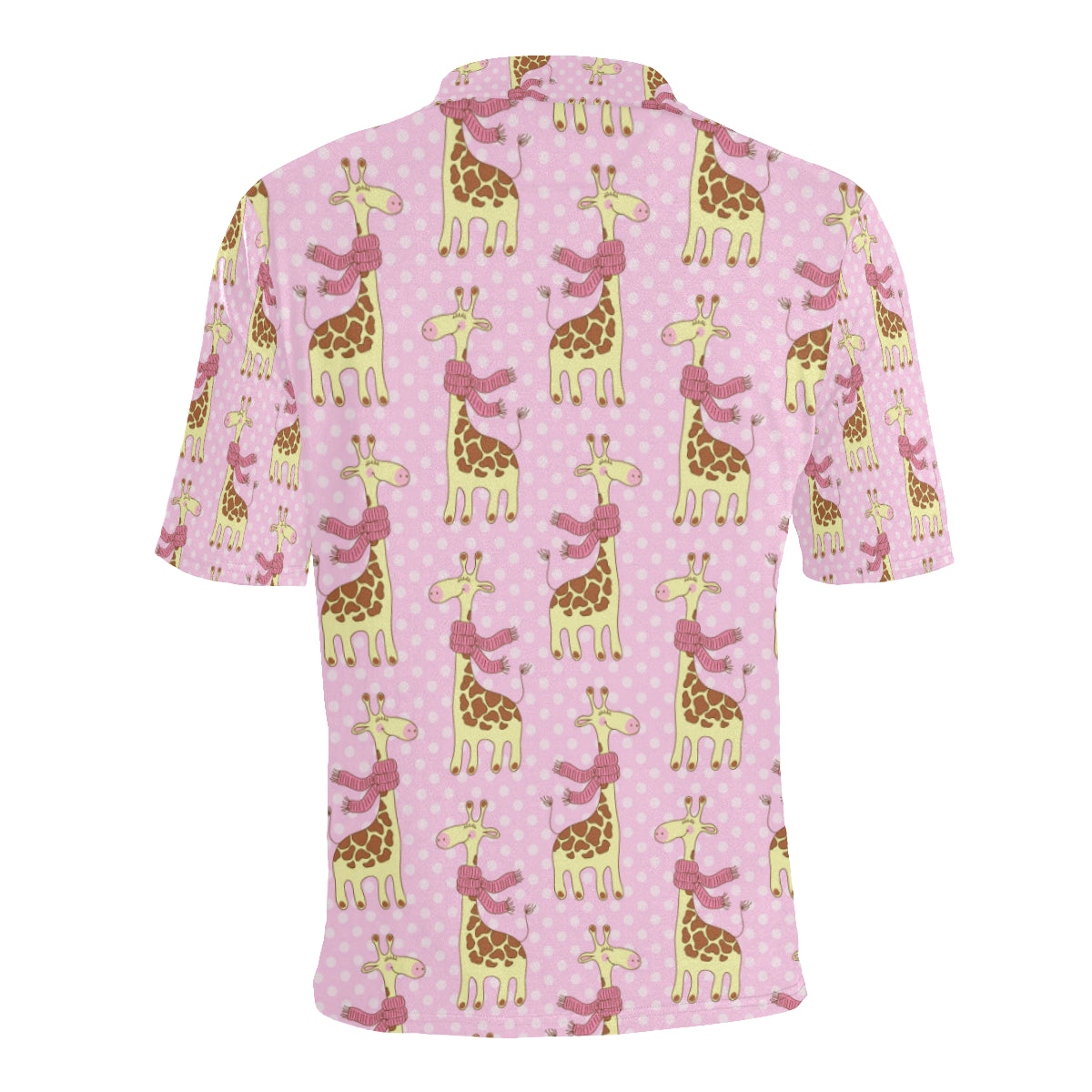 Giraffe Cute Pink Polka Dot Print Men Polo Shirt