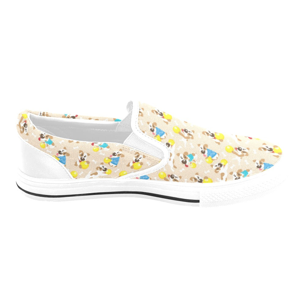 Russell Terriers Cute Print Design LKS304 White Slip Ons Canvas Women's Shoes