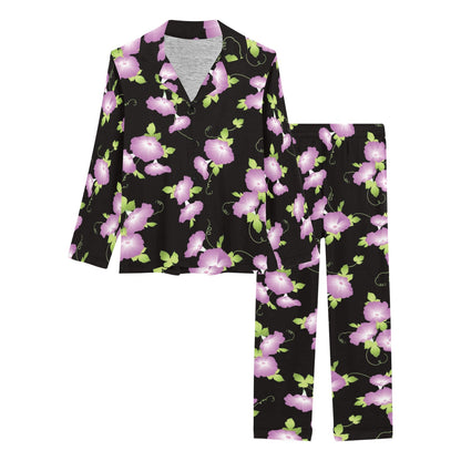 Morning Glory Pattern Print Design MG02 Women's Long Pajama Set