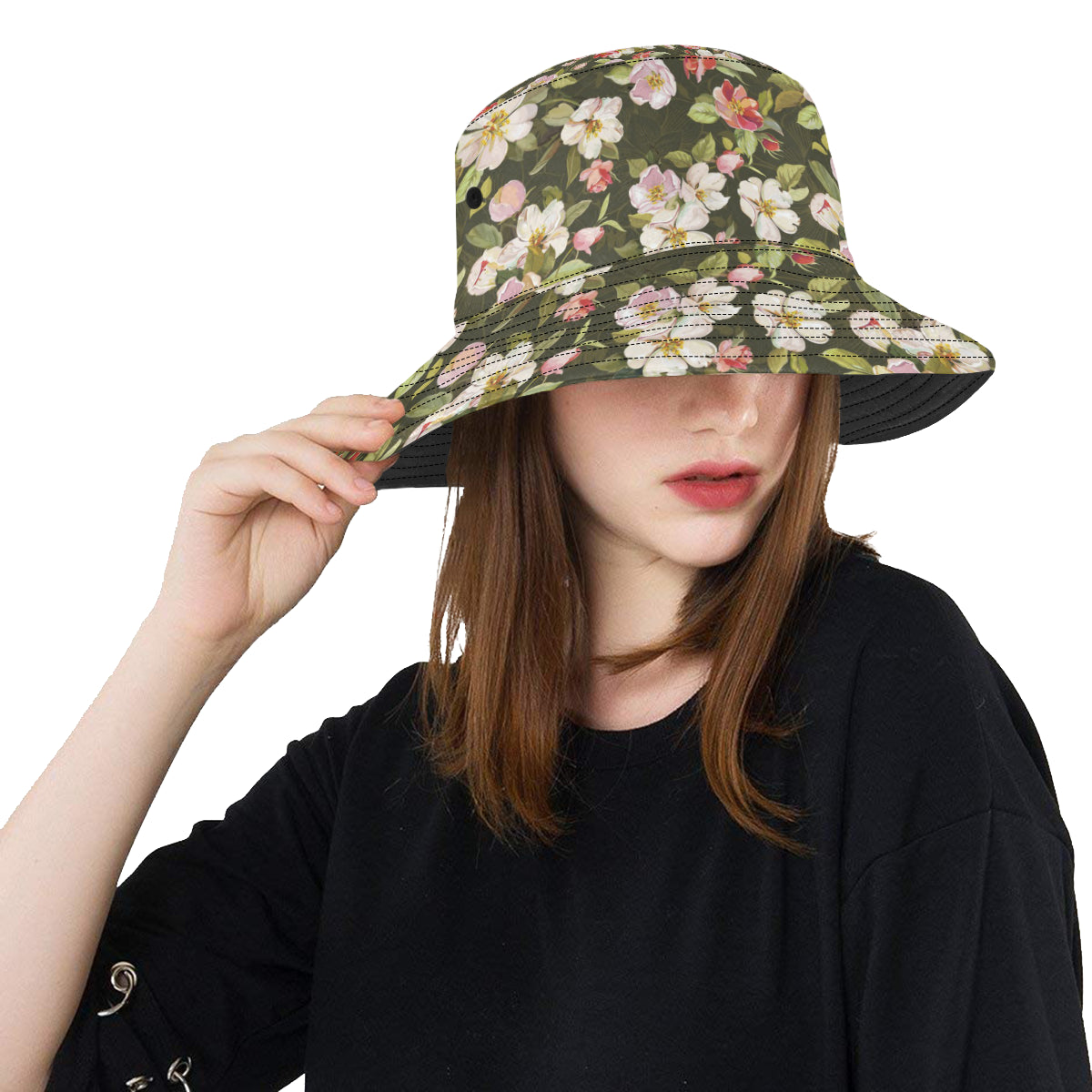 Apple blossom Pattern Print Design AB01 Unisex Bucket Hat