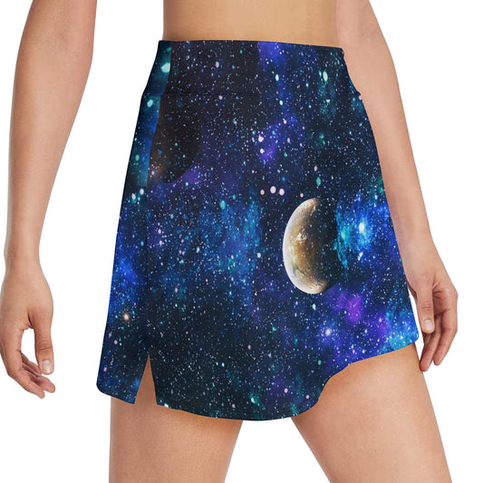 Galaxy Stardust Planet Space Print 17" Golf & Pickleball Skort with Pockets