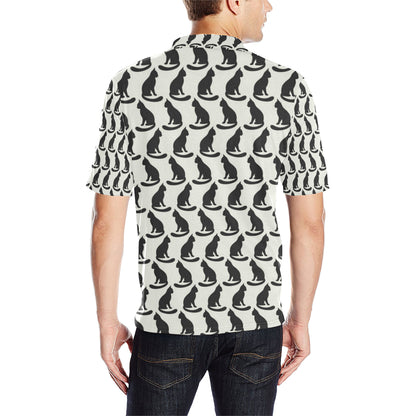 Black Cat Pattern Print Design 02 Men Polo Shirt