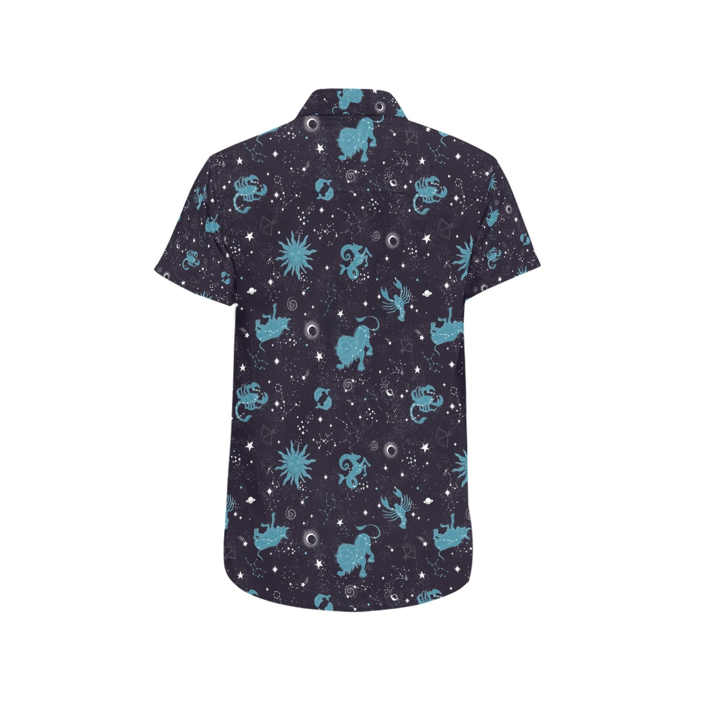 Zodiac Print Design LKS303 Men Short Sleeve Button Up Shirt