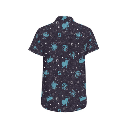 Zodiac Print Design LKS303 Men Short Sleeve Button Up Shirt
