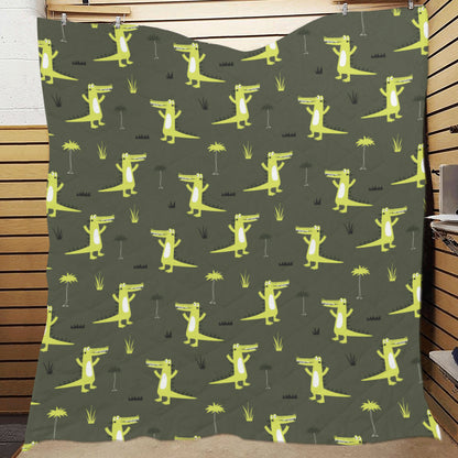 Alligator Pattern Print Design 05 Premium Quilt
