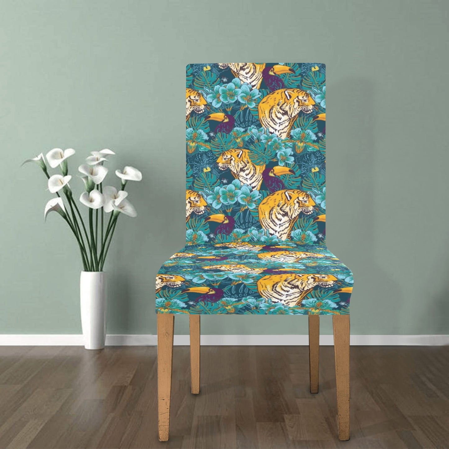 Tiger Tropical Print Design LKS301 Dining Chair Slipcover