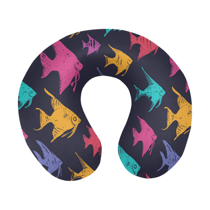 Angelfish Colorful Pattern Print Design 03 U-Shaped Travel Neck Pillow