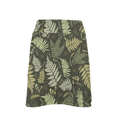 Fern Leave Green Print Pattern 17" Golf & Pickleball Skort with Pockets