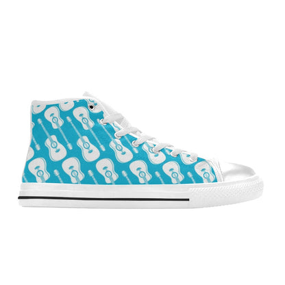 Acoustic Guitar Print Design LKS404 Men's High Top Canvas Shoes