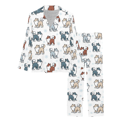 Alaskan Malamute Pattern Print Design 02 Women's Long Pajama Set