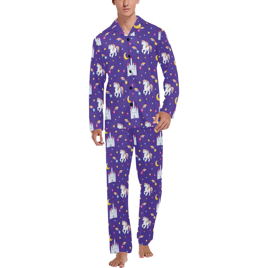 Unicorn Casttle Men's Long Pajama Set