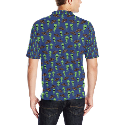 Alien Green UFO Pattern Men Polo Shirt