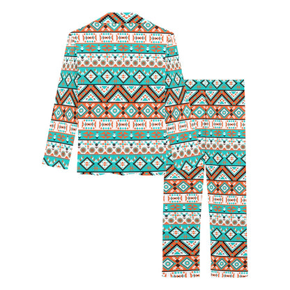 Navajo Style Print Pattern Women's Long Pajama Set