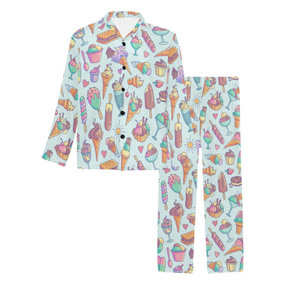 Ice Cream Pattern Print Design IC02 Men's Long Pajama Set