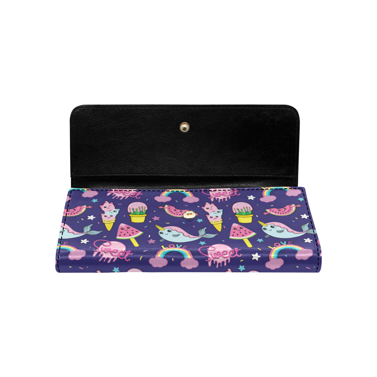 Narwhal Cute Pattern Print Design 02 Women's Trifold Wallet