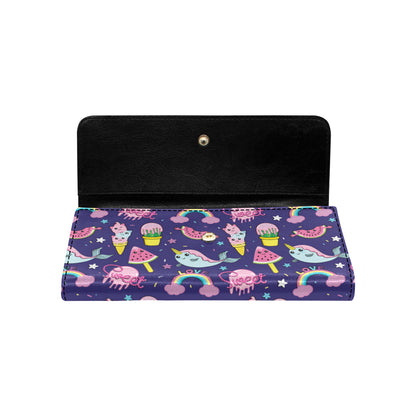 Narwhal Cute Pattern Print Design 02 Women's Trifold Wallet
