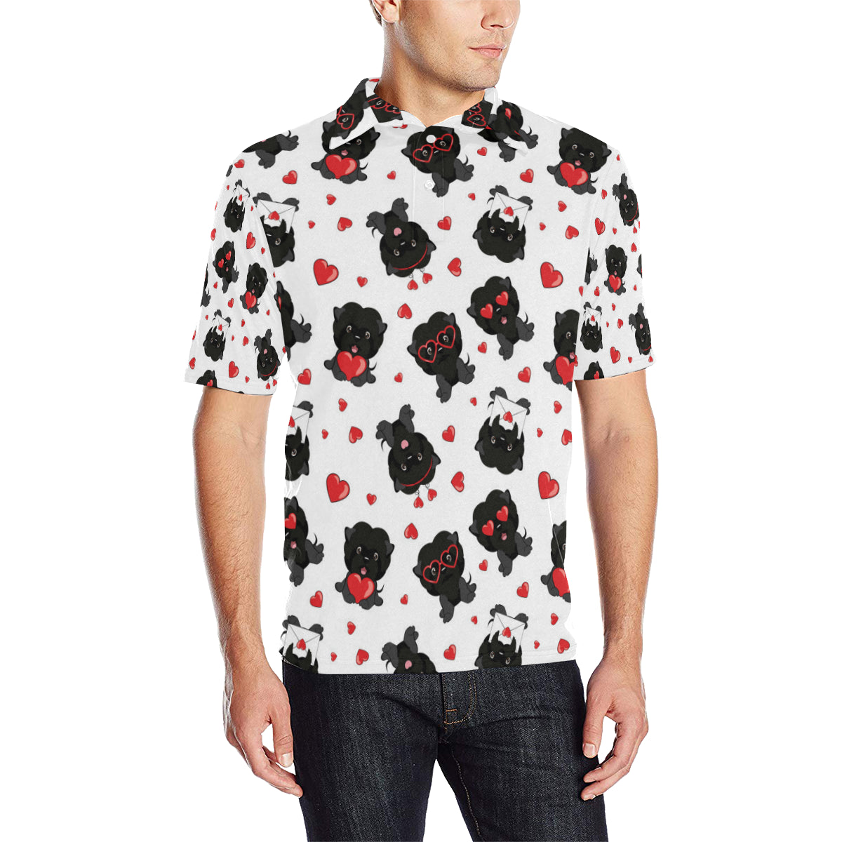 Affenpinscher Pattern Print Design 01 Men Polo Shirt