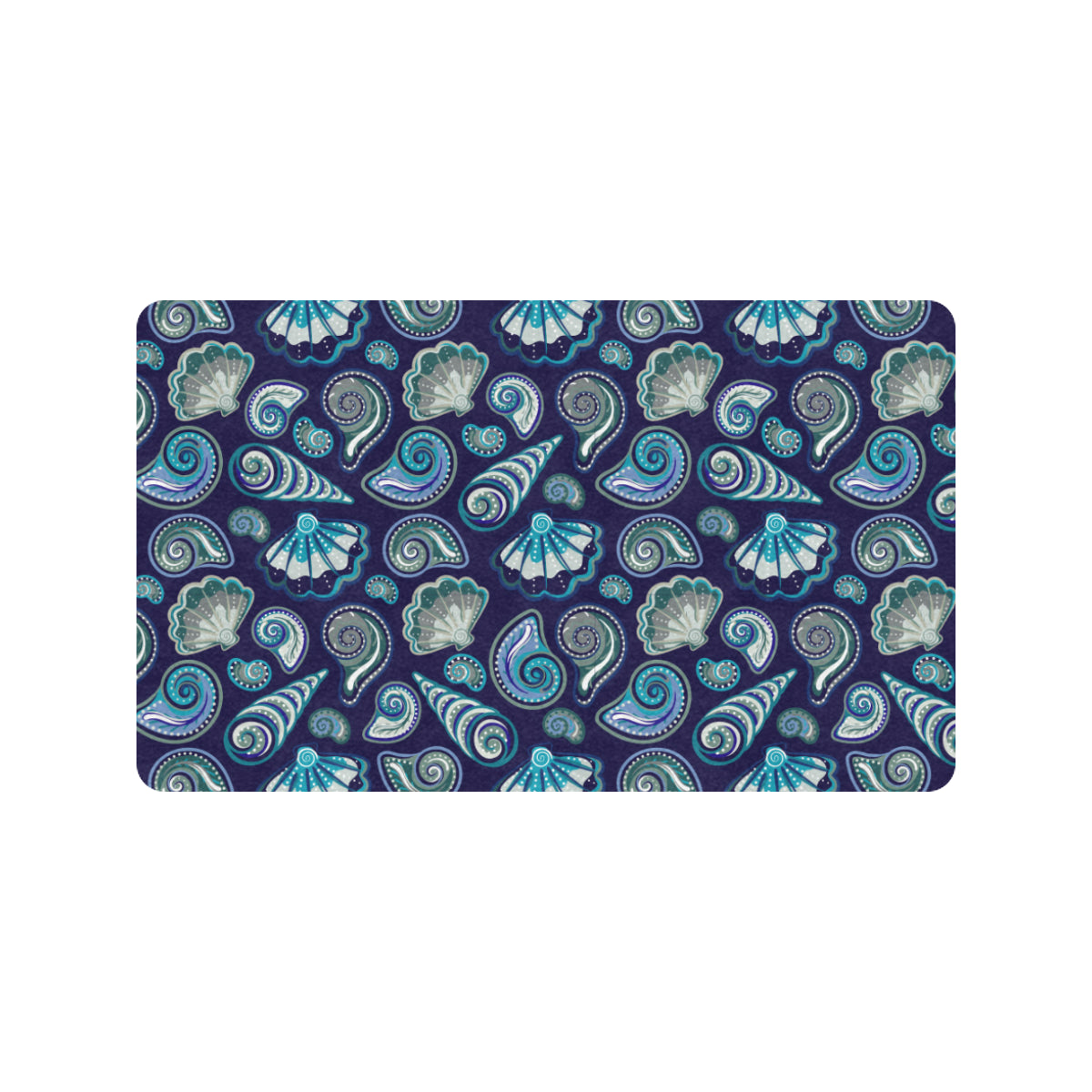 Beach Seashell Blue Print Rubber Doormat